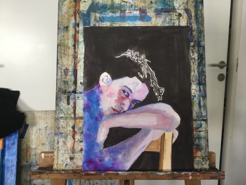 Portrait of blue woman