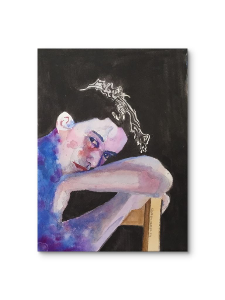 Portrait of blue woman