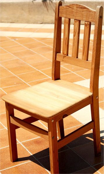 Square Wooden Table with 4 Chairs Set, Solid Real Wood, Pine