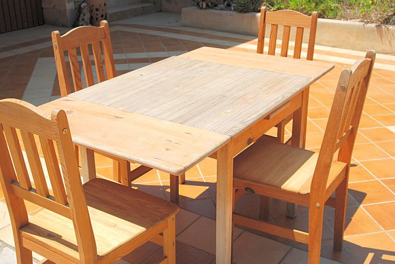 Square Wooden Table with 4 Chairs Set, Solid Real Wood, Pine