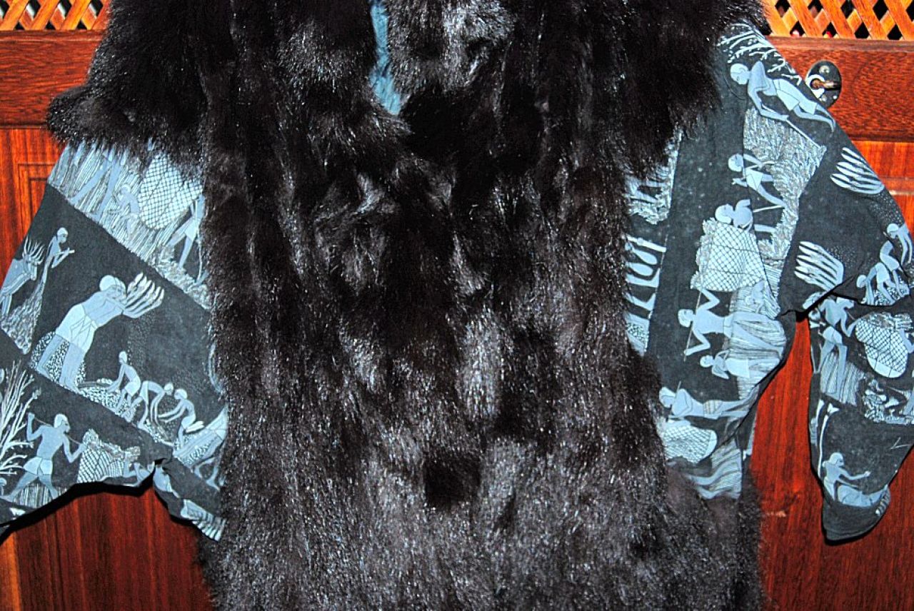 Raffinierte Pelz- Lederjacke, Unisex