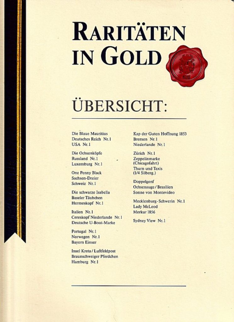 Raritäten in Gold, Göde Bayerisches Münzkontor, 2 Alben, 70 Goldbriefmarken, zertifiziert, limitiert