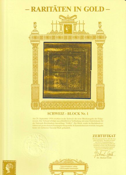 Raritäten in Gold, Göde Bayerisches Münzkontor, 2 Alben, 70 Goldbriefmarken, zertifiziert, limitiert