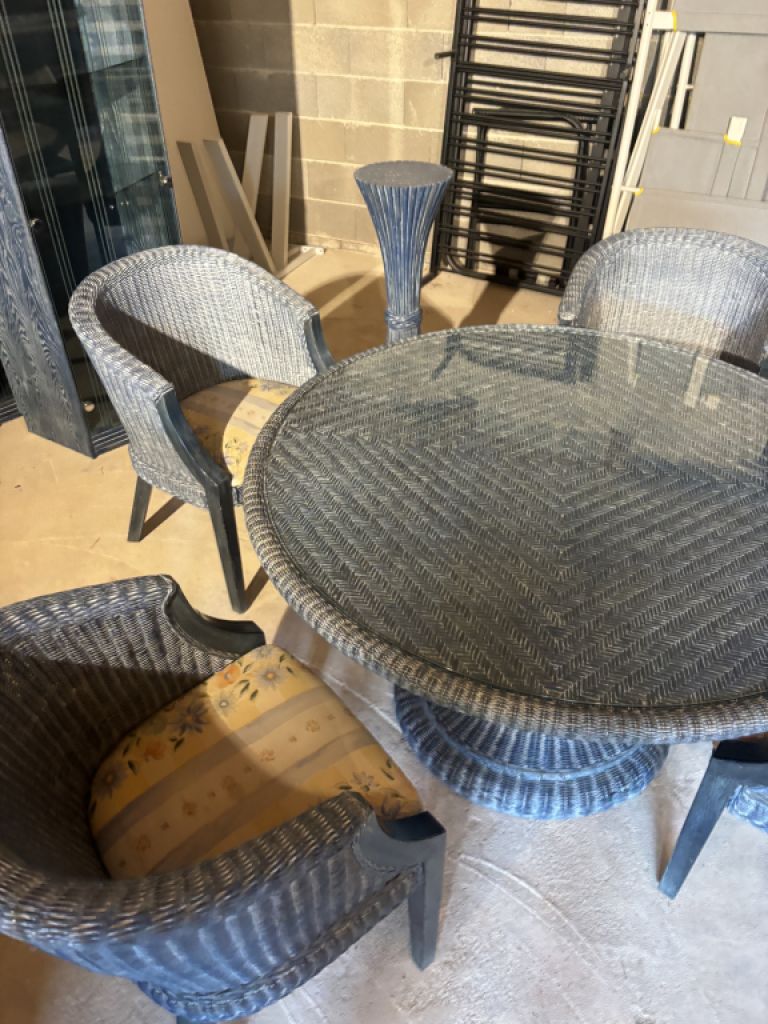 Rattan table with matching chairs