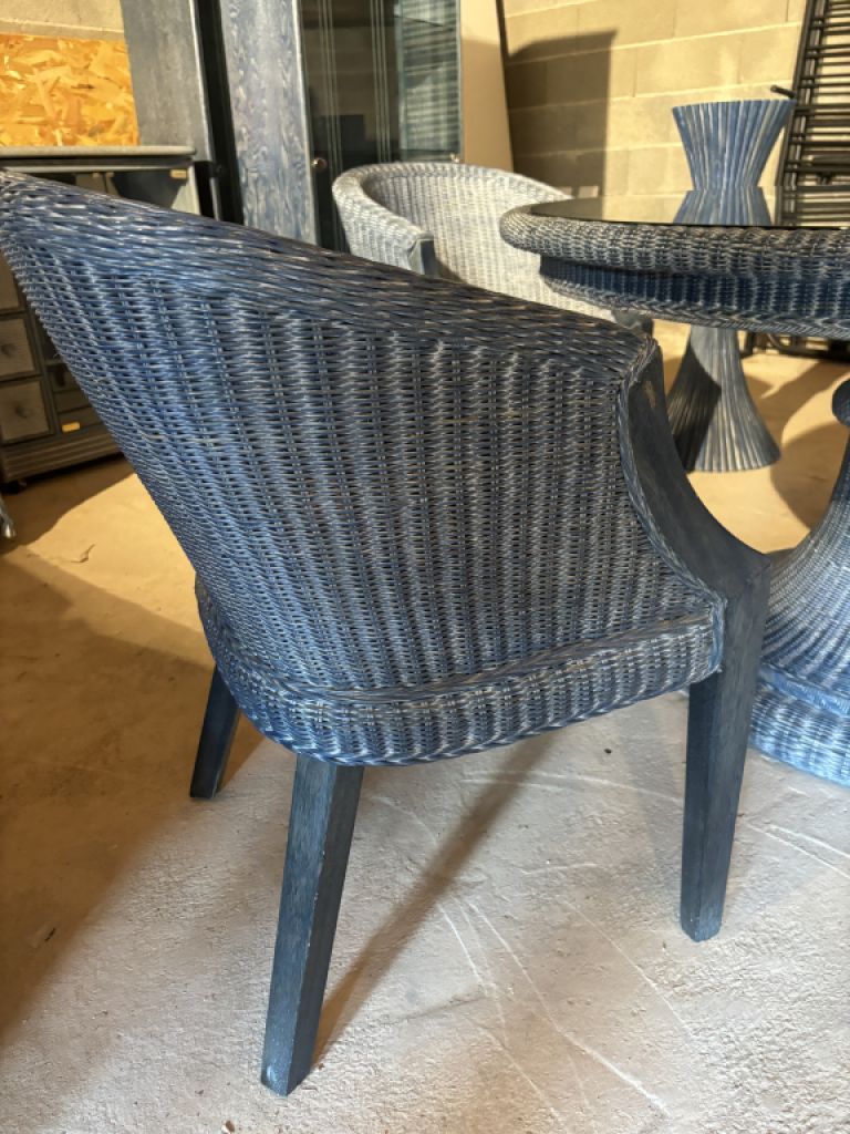 Rattan table with matching chairs