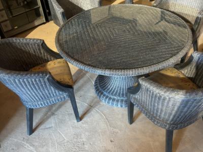 Rattan table with matching chairs