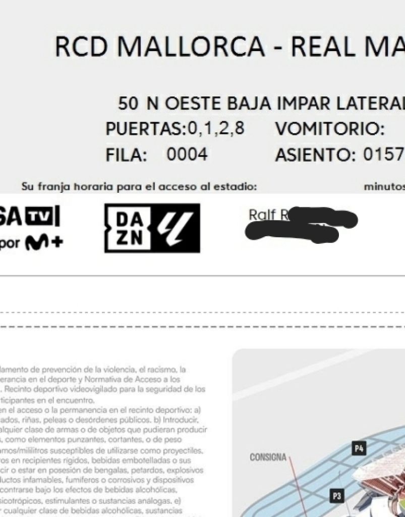 RCD Mallorca vs Real Madrid Ticket – Reihe 4
