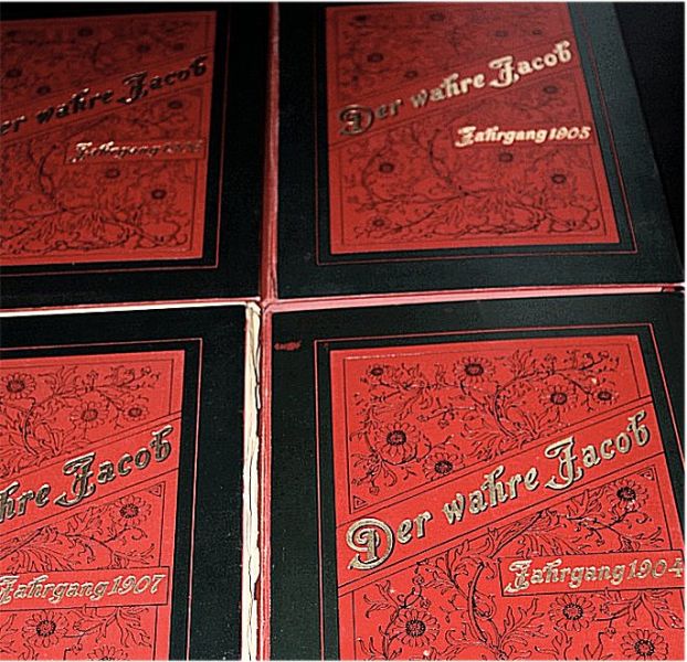 Satire Wochen-Zeitschrift "Der wahre Jacob" in gebundenen Jahresausgaben 1904 - 1907