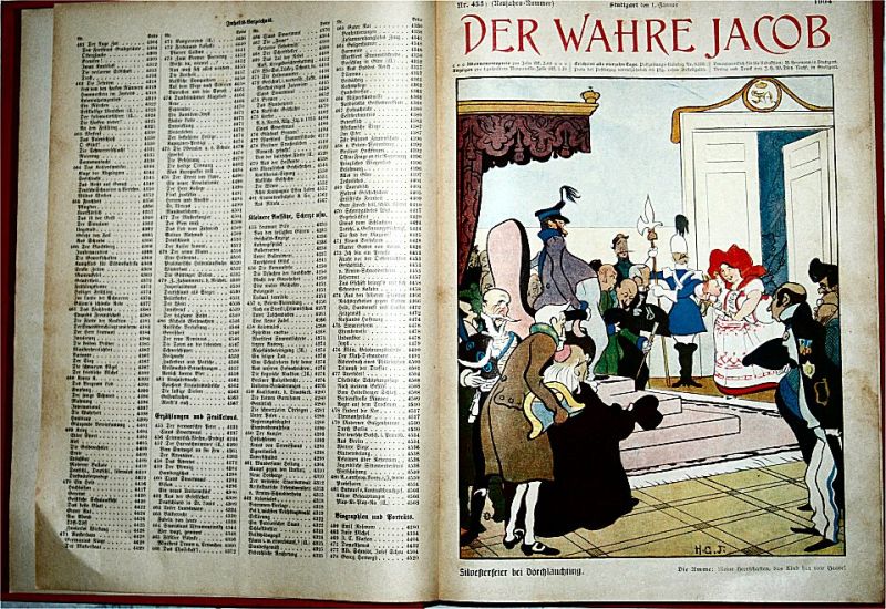 Satire Wochen-Zeitschrift "Der wahre Jacob" in gebundenen Jahresausgaben 1904 - 1907