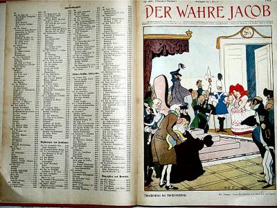 Satire Wochen-Zeitschrift "Der wahre Jacob" in gebundenen Jahresausgaben 1904 - 1907