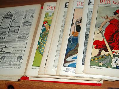 Satire Wochen-Zeitschrift "Der wahre Jacob" in gebundenen Jahresausgaben 1904 - 1907