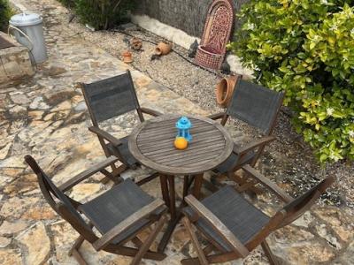 Schöner runder Team Holz Tisch mit 4 Stühlen