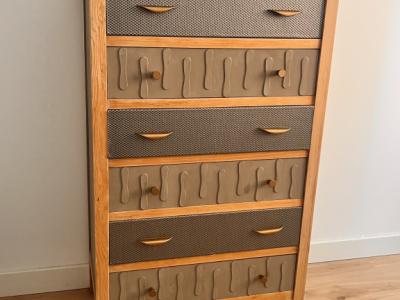 Schubladenschrank - Kommode 6 Schubladen Kunstleder bezogen