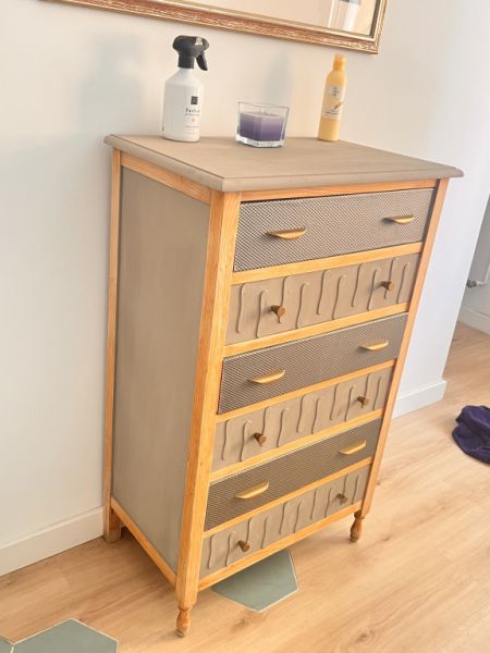 Drawer cabinet - chest of drawers 6 drawers faux leather upholstered