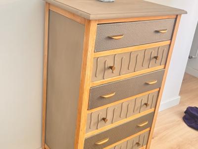 Drawer cabinet - chest of drawers 6 drawers faux leather upholstered