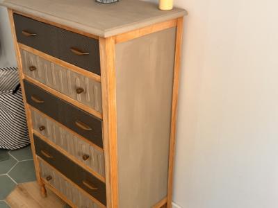 Drawer cabinet - chest of drawers 6 drawers faux leather upholstered