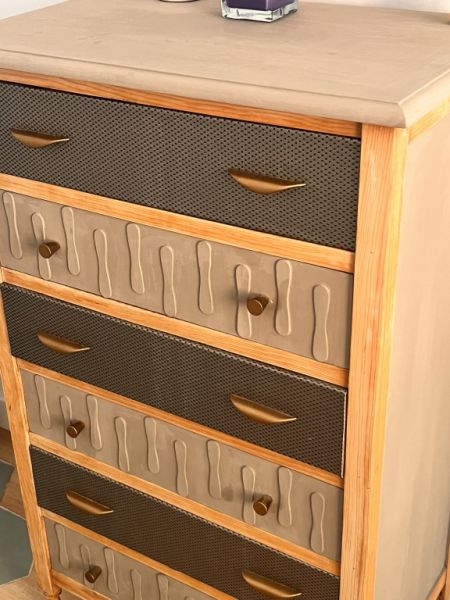 Drawer cabinet - chest of drawers 6 drawers faux leather upholstered