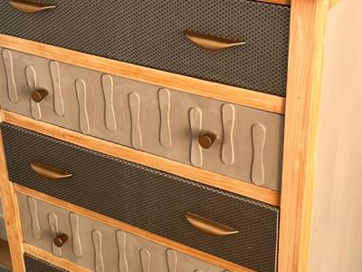 Drawer cabinet - chest of drawers 6 drawers faux leather upholstered