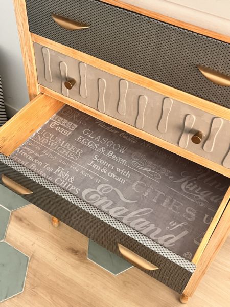 Drawer cabinet - chest of drawers 6 drawers faux leather upholstered