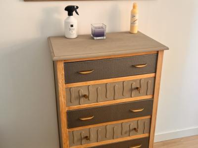 Drawer cabinet - chest of drawers 6 drawers faux leather upholstered