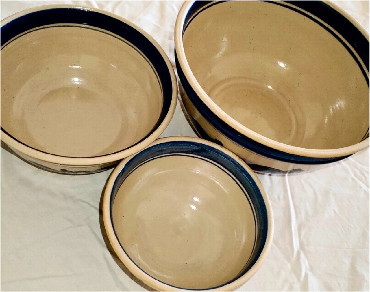 Schüssel-Set 3 Schüsseln. Keramik, handgetöpfert, handbemalt