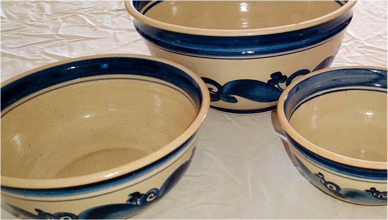 Schüssel-Set 3 Schüsseln. Keramik, handgetöpfert, handbemalt