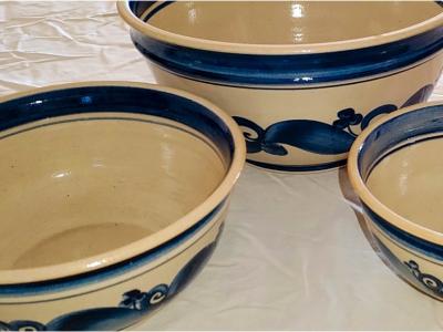 Schüssel-Set 3 Schüsseln. Keramik, handgetöpfert, handbemalt