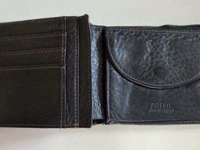 Schwarzes Portemonnaie / Geldböse weiches Leder Fossil