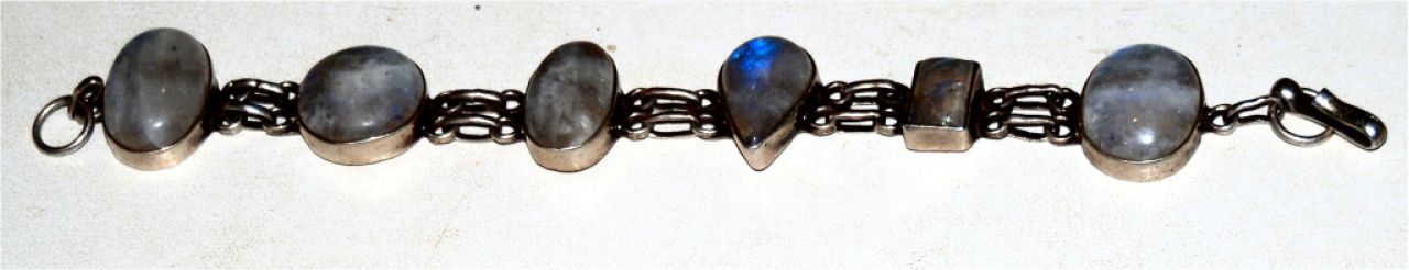 Set, 925 Ag, Moonstone, Gemstone Vintage, Necklace, Ring, Bracelet