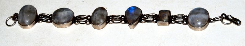 Set, 925 Ag, Moonstone, Gemstone Vintage, Necklace, Ring, Bracelet