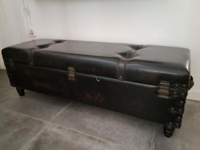 SITZTRUHE LEDER ca. 118x45x40 Kolonialstyle Aufbewahrung DEKO KERZEN BÜCHER usw. bei Porto Christo