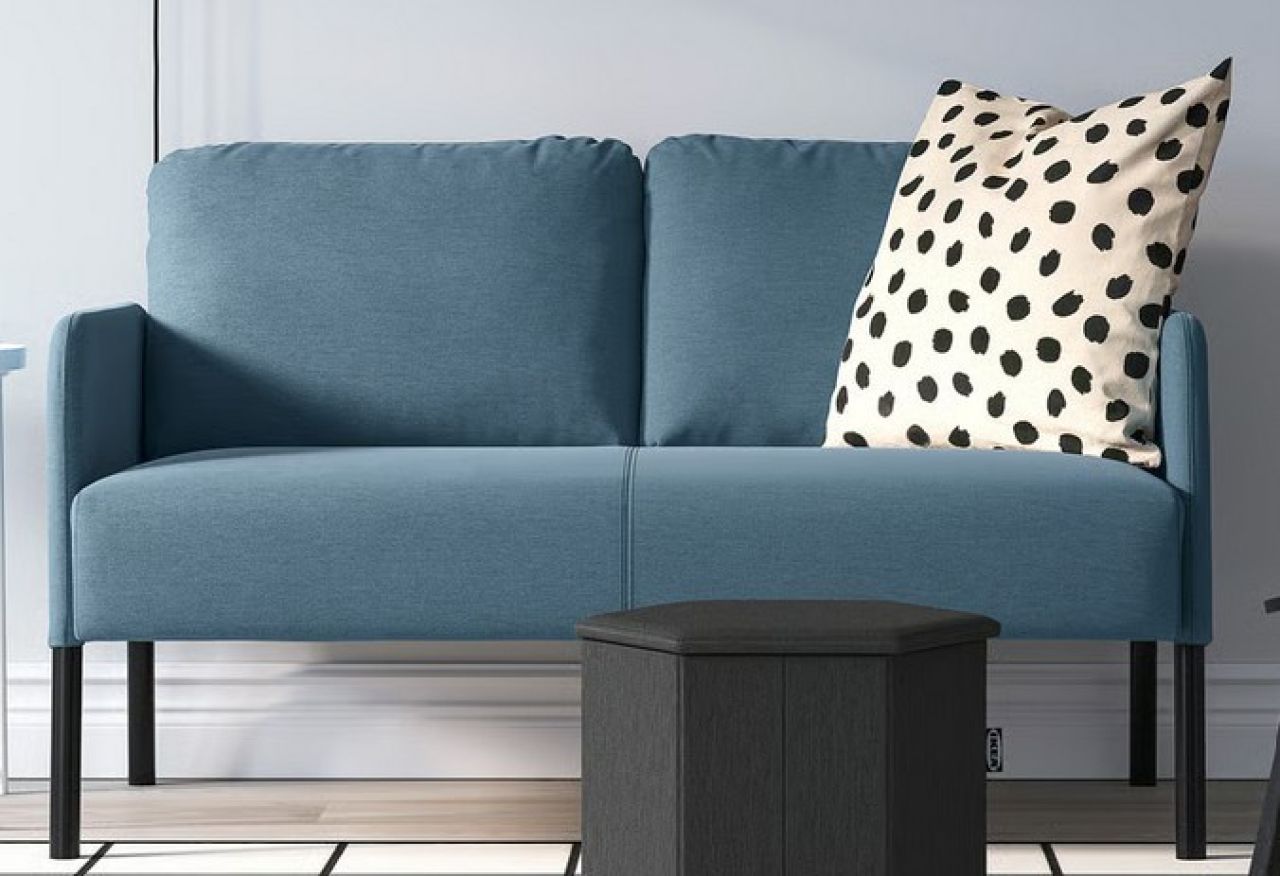 Two-seater sofa in BLUE, like new