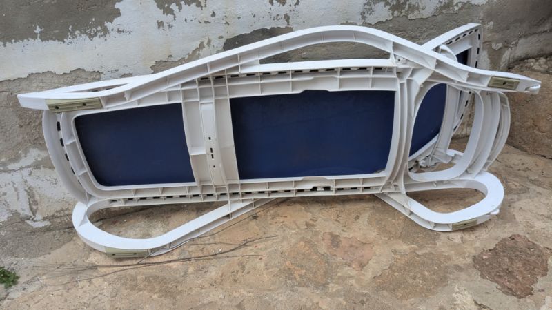 Sonnenliege, blau/weiß