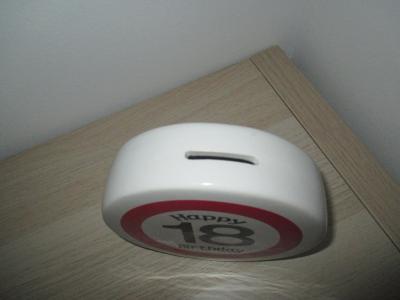 Money box 18th birthday with rubber closure