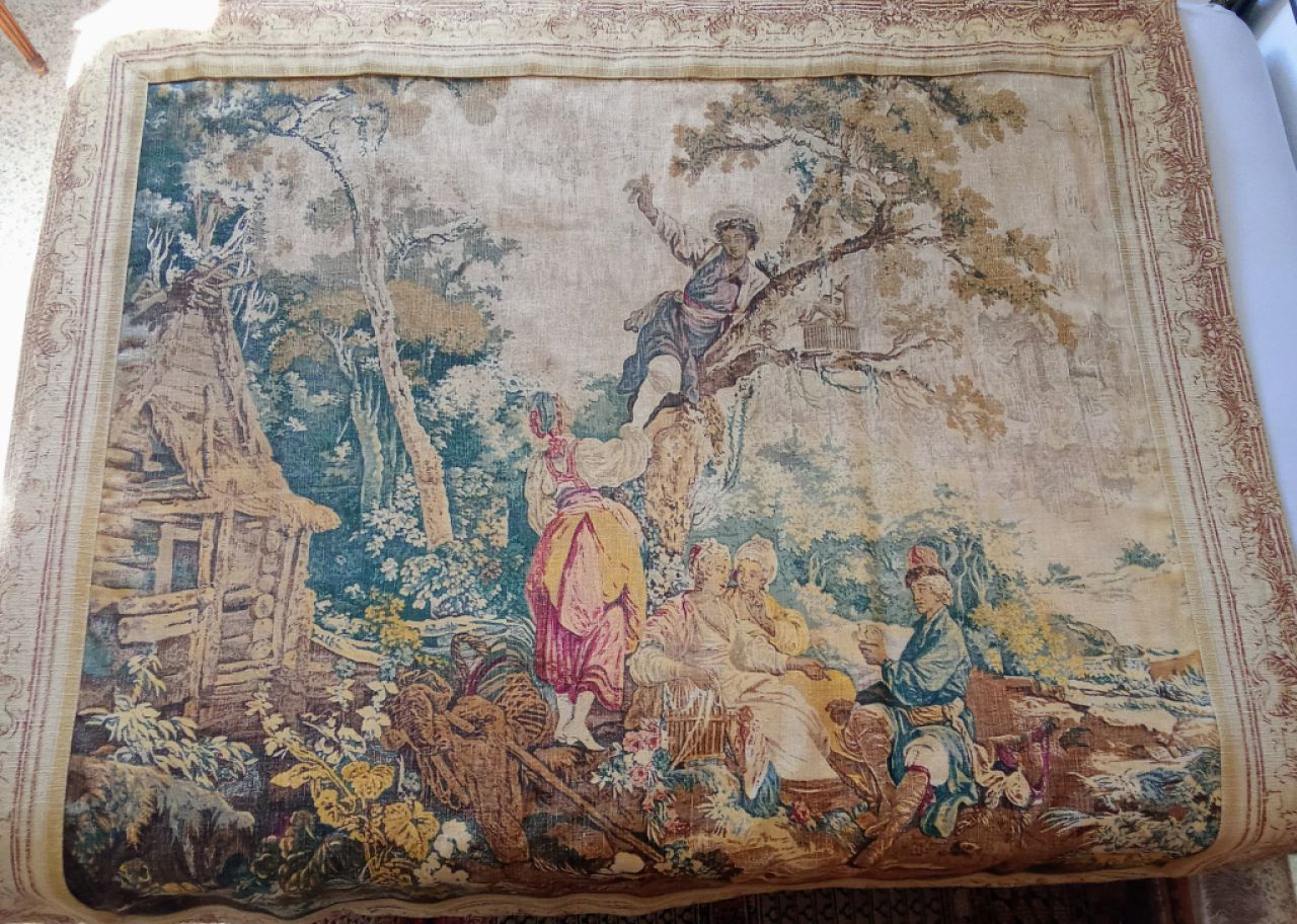 Scene-rich, multicolored gobelin – France, circa 1850