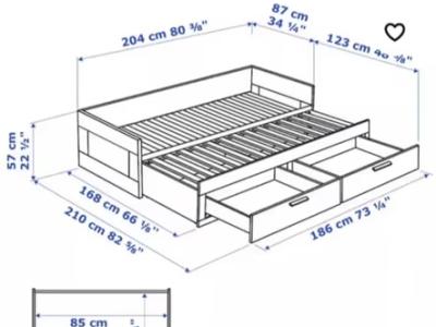 Daybed BRIMNES white, 80x200 cm extendable to 160x200 cm (lying surface)