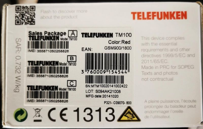 Telefunken mobile phone with large buttons