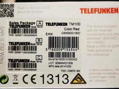 Telefunken mobile phone with large buttons