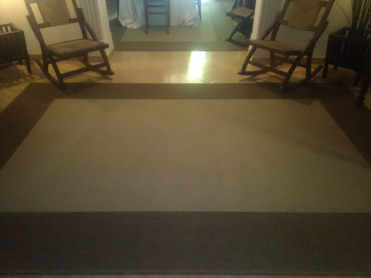 Carpet and various curtains and drapes