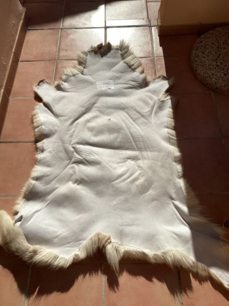 Tierfell, Echthaar, Rentierfell, Winterfell, Dekofell, Stuhlfell, Wanddeko, Holzbankauflage