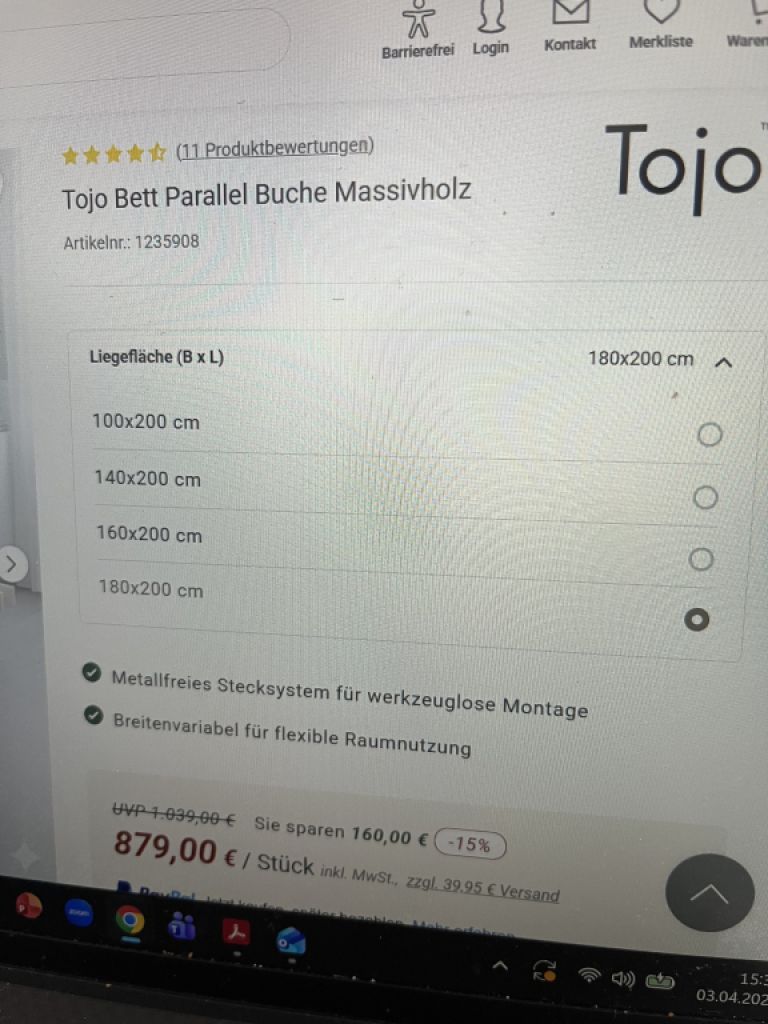 Tojo Innovations - solid beech bed frame.