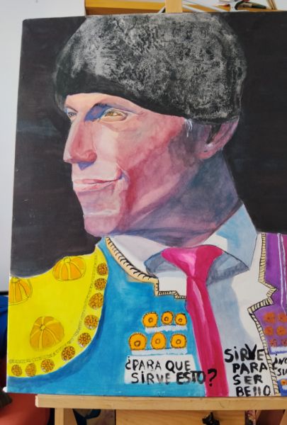 Torero filósofo, großformatiges Aquarell