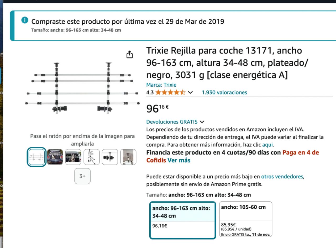 TRIXIE verstellbare Hundesicherung für den Kofferraum - Breite: 96–163 cm Höhe: 34–48 cm