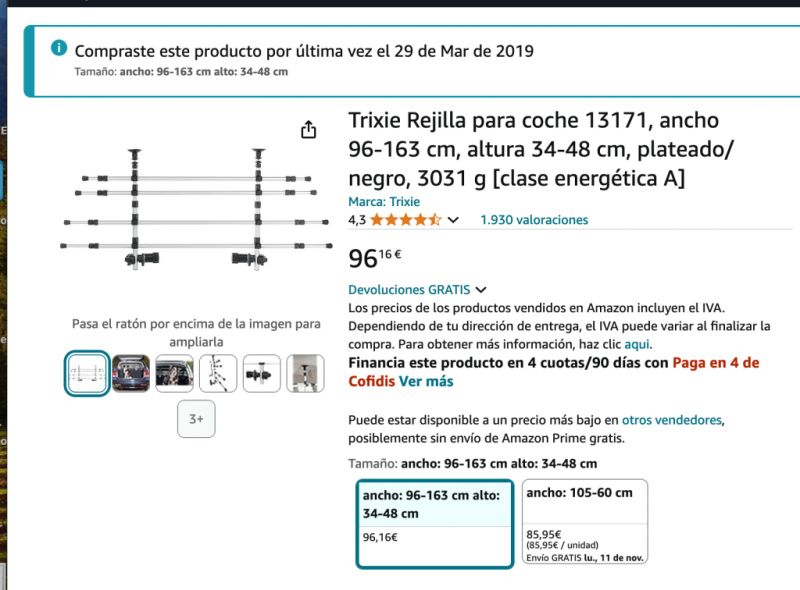 TRIXIE verstellbare Hundesicherung für den Kofferraum - Breite: 96–163 cm Höhe: 34–48 cm