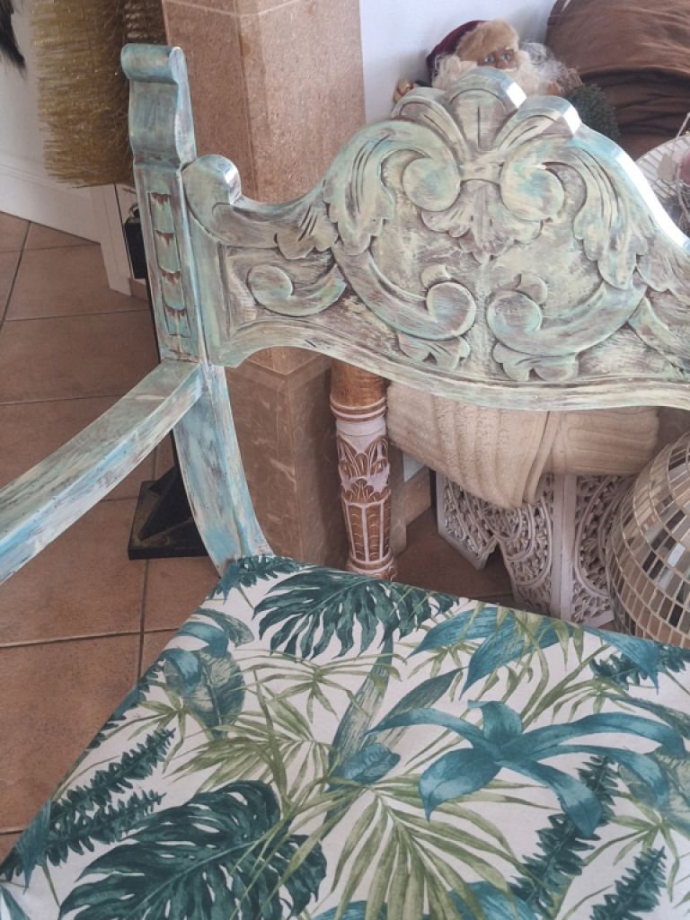 Silla única de madera maciza estilo Mallorca wow wow