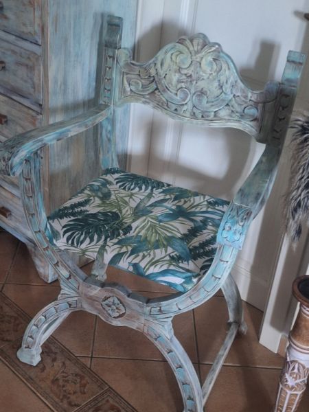 Silla única de madera maciza estilo Mallorca wow wow