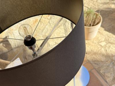 Adjustable floor lamp with black fabric shade & metal base