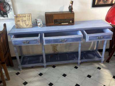 Vintage sideboard in aged blue