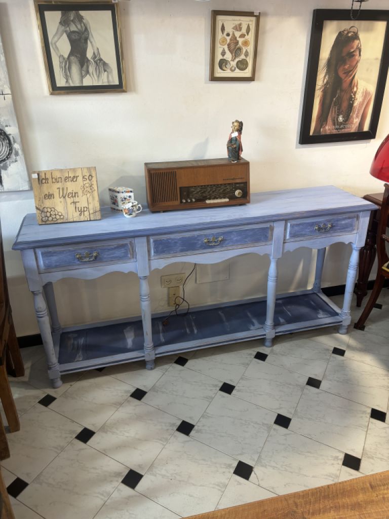 Vintage sideboard in aged blue