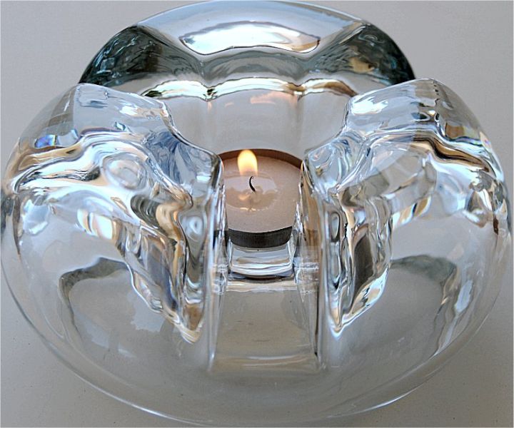 Vintage Glas Stövchen Teewärmer schwer, 3 Teelichthalter